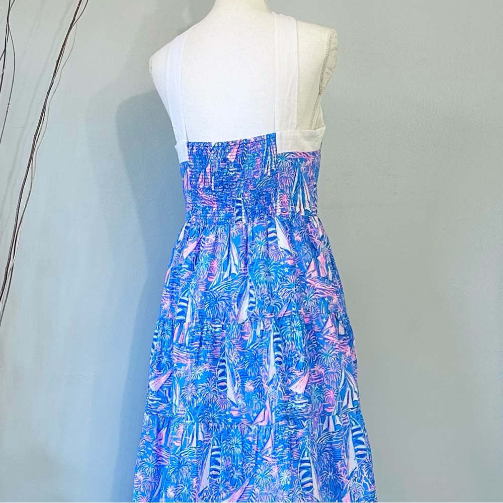 Lilly Pulitzer Jenette Halter Maxi Dress Boca Blue Its Sailabration Print NWT - Picture 11 of 16